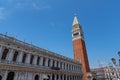 VENICE, ITALY Ã¢â¬â MAY 23, 2017: Piazza San Marco with the Basilica of Saint Mark, the bell tower of St Mark`s Campanile Royalty Free Stock Photo